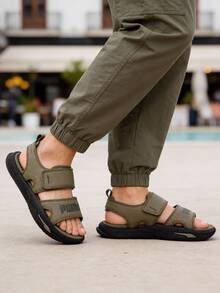 Puma 中性款 SoftridePro Sandal 24 透氣輕量居家休閒戶外沙灘日常涼鞋 395429 - 深橄欖色-黑色 - 查看 1