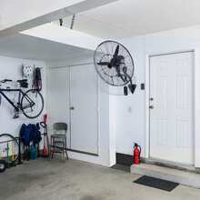 24 Inch Wall-Mount Misting Fan, 3-Speed IP44 Waterproof Oscillating Wall Fan, Max. 7000 CFM Wall Mounted Fan For Outdoor, Commercial, Residential, Greenhouse, Workshop, Patio, Black, ETL Listed - Xem 1