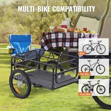 Bike Cargo Trailer, 160 Lbs Load Capacity, Heavy-Duty Bicycle Wagon Cart, Foldable Compact Storage & Quick Release With Universal Hitch, 16" Wheels, Reflectors, Fits 22"-28" Bike Wheels - Black - View 6