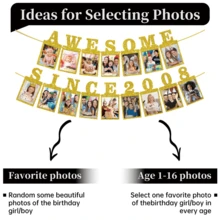 1 Set, Großartig seit 2010/2008/1996/1986 Gold Glitzer Foto Banner - Glücklich 16./18./30./40. Geburtstag Party Banner - 16./18./30./40. Hochzeitstag Dekorationen - Meilenstein Geburtstags Party Dekorationen, Gold Glitzer Süß 16/18/30/40 Geburtstag und Jahrestag Dekorationen Party Zubehör - Verschiedenfarbig - Übersicht 8