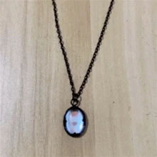 1件波西米亚复古月光石吊坠项链，时尚珠宝配饰，女士礼物 - 黑色 - 查看 2