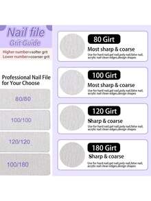 50pcs 80/80 Grit Nail Files, Acrylic Nail Files, Sandpaper Files, Professional Manicure Tools For Home & Salon Use, Double-Sided