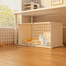 1 Set DIY Cat Cage, All-In-One Cat Villa, Space-Saving Indoor Cat & Dog Kennel