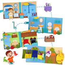 Montessori Interactive Toys For Toddlers, Daily Activities Theme Quiet Book For Toddlers Learning Toys,Preschool Early Learning Educational Travel Toys For Kids Age 2 3 4 Years - Multicolor - View 12