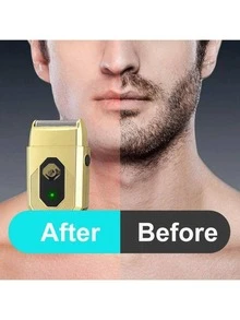 AXH USB Rechargeable Reciprocating Electric Shaver, Portable Men's Shaving Device - Gold - View 5