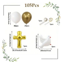 Baptism Party Decorations Balloon Arch Garland Kit,105pcs White And Gold  Balloons With Cross Foil Balloon For First Communion Decorations God Bless Christening Baptism Theme Party Supplies - 彩色 - 查看 8