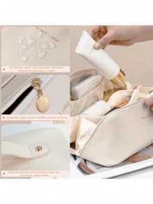 1个多功能旅行化妆包，大容量双层化妆包，便携式化妆品收纳盒，PU皮革防水化妆袋，女士手持洗漱包，梳妆台收纳包，可收纳化妆刷、口红、粉底、精华液、精油、眼影盘等，适合情人节、返校季、秋季装饰、卧室装饰等场合。 - 彩色 - 查看 11