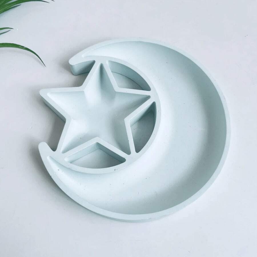 Bộ khuôn đúc nhựa silicon hình ngôi sao và mặt trăng, khuôn khay gương epoxy tự làm, khuôn silicon làm hộp đựng đồ bằng nhựa không đối xứng, thích hợp cho trang sức và trang trí nhà cửa. - trắng - Xem 1