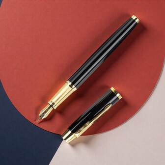全新高端黑色金属钢笔/书写流畅/专为小学三年级学生设计，也适合学校、教师办公室和商务礼品/男女皆宜的奢华行政钢笔/可更换墨盒