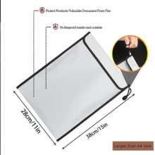 38*28厘米阻燃文件收纳袋，拉链封口，适用于存放现金、银行卡、A4纸、律师文件、智能手机、平板电脑、合同、房产证等，适用于办公室、家庭、商务和旅行。 - 銀色 - 查看 2