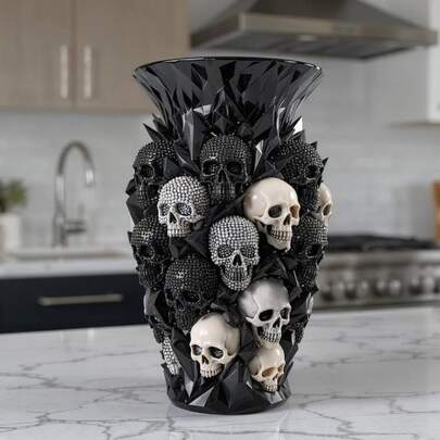 Maceta decorativa de estilo gótico de 15 cm, maceta de resina para interior y exterior, adecuada para decoración del hogar, jardín, maceta de flores, jarrón rústico vintage para mesa, sala de estar, cocina, dormitorio, estantería, mesa de café, comedor, chimenea, apta para decoración del hogar en Halloween, San Valentín y Navidad