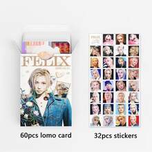 K-POP SKZ Yongbok、Lix、Fixy 60张LOMO卡片+32张贴纸，盒装高清照片卡，专辑，演唱会周边，粉丝周边，小礼物，收藏品，圣诞节，情人节礼物 - 滅鬼隊 - 查看 3