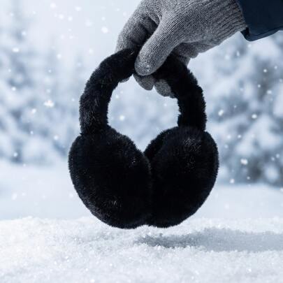 1PC Foldable Black & White Fluffy Warm Ear Muffs – Fluffy Warmers Headband For Men And Women