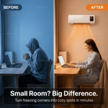 Wall-Mounted 2-In-1 Indoor Air Comfort Unit, Portable Fast Airflow With Warm & Cool Modes, Quiet Low-Noise Operation, Room Climate Solution For Bedroom, Small Spaces, Dorms, Offices & Year-Round Home Comfort - White - View 5