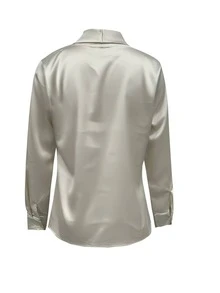 Women's Elegant Solid Color Turtleneck Long Sleeve Shirt, Versatile For Commuting Spring - Cream - View 3