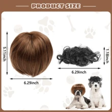 Dog Costume Cat Apparel Dog Toys Curly Braids Headgear Wigs Styling Cute Funny Pet Hair Accessories Decoration For Halloween, Christmas, Parties(Flax)  Festivals Wigs Cosplay Mardi Gras - 7.08 inches - 查看 2