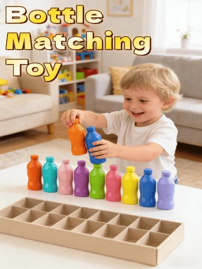 儿童趣味瓶子游戏，饮料颜色配对记忆配对创意益智室内外亲子互动玩具，适合3-12岁男孩女孩，提升观察力和逻辑思维能力，生日/节日礼物