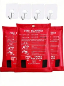 1pc 40x40 Inch Glass Fiber Fire Blanket, Emergency Fire Retardant Blanket, Flame Resistant Blanket For Home, Kitchen, School, Car, Office, Warehouse Fire Safety - Multicolor - View 2