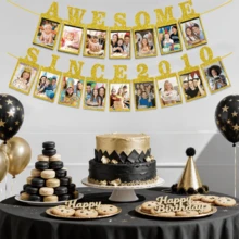 1 Set, Großartig seit 2010/2008/1996/1986 Gold Glitzer Foto Banner - Glücklich 16./18./30./40. Geburtstag Party Banner - 16./18./30./40. Hochzeitstag Dekorationen - Meilenstein Geburtstags Party Dekorationen, Gold Glitzer Süß 16/18/30/40 Geburtstag und Jahrestag Dekorationen Party Zubehör - Verschiedenfarbig - Übersicht 11