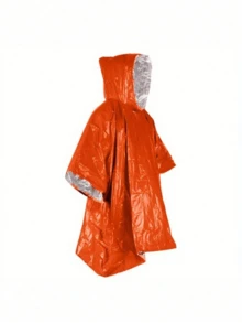 1件装应急保暖毯，双面隔热雨披，反光求生毯，高可见度反光，户外露营装备