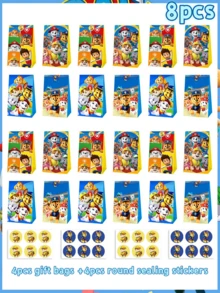 Paw Patrol 汪汪队立大功主题生日派对装饰纸质礼品袋，共81624个，包含Chase、Skye、Rubble、Zuma图案的礼品袋和糖果袋，适合生日和节日糖果袋及礼品袋，非常适合生日礼物包装、派对节日纸袋，也适合圣诞节和万圣节纸质礼品收纳袋。 - 彩色 - 查看 11