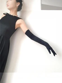 1 Pair Extended Satin Elastic Gloves, Retro Party Women's Fashion Long Gloves, Cosplay Party Wedding Gloves