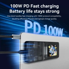 AJAZZ AKP01E 办公可视化智能显示扩展坞 8合1可视化屏幕显示桌面助手 PD100W快充 4K高清投影 TF/SD双卡槽 USB-C接口 适用于自拍、直播、办公、游戏等多种场景 - 彩色 - 查看 4