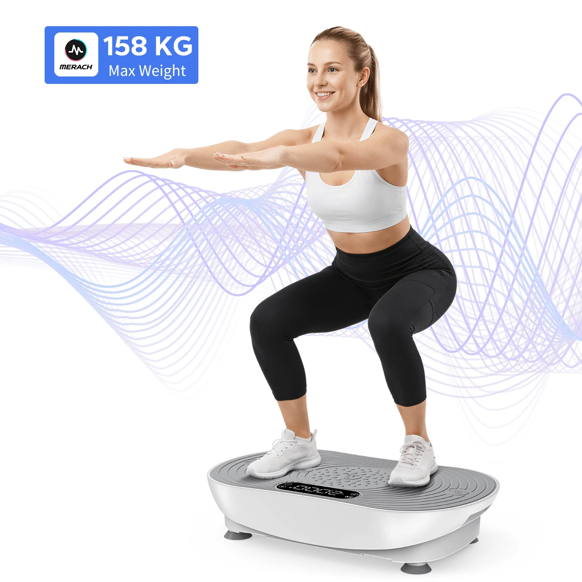 MERACH Vibrationsplatte Für Training Und Körperformung, Mit 99 Geschwindigkeitsstufen, Integriertem Bluetooth-Lautsprecher, Led-Touchscreen Und Elastischen - EU C-Typ Stecker (220-240V) - Übersicht 11