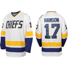 Boyfriend Style Men's Embroidered Ice Hockey Jersey 17 White Casual V-Neck Long Sleeves T-Shirts Party Sports Top - 白色 - 查看 1