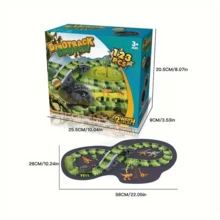 Conjunto de pista de carreras de dinosaurios para niños, pista flexible con coches de dinosaurios y modelos de animales móviles, juguete de construcción 2 en 1 - regalo ideal para Año Nuevo/cumpleaños para niños y niñas - Multicolor - Ver 12