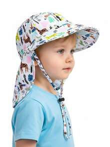 1 pezzo Cappello da sole in rete traspirante per bambini con motivi a cartone animato di unicorno/leone/zoo/zebra/orso/oceano, adatto per attività all'aperto di bambini piccoli, parco giochi, viaggi, spiaggia, nuoto - Multicolore - Visualizzare 4