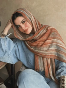 1 chiếc khăn trùm đầu nữ bằng vải rayon họa tiết cầu vồng, kiểu dáng boho thời trang có tua rua, thích hợp cho các buổi tụ họp và lễ kỷ niệm. - Khăn trùm đầu sọc nhiều màu - Xem 21