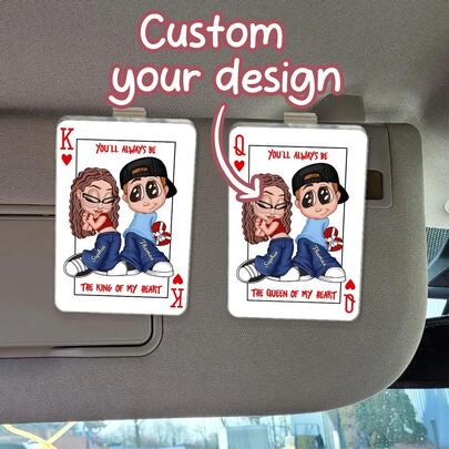 Customize You As My King/Queen Y2K Couple - Personalized Acrylic Car Sunshade - Valentine's Day Gift, Anniversary Gift For Him, Gift For Her