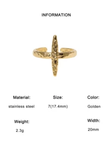 3pcs/Set Fashionable INS Minimalist Vibe High-End Plated Stainless Steel Cross & Geometric Open Ring, Adjustable Fit For Women Daily, Party, Date Wear