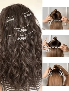 4pcs Water Wave Short Curly Hair Extensions, Increase Hair Volume, Create Beautiful Hairstyles - Brown - View 10
