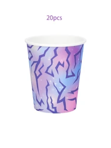 10件/20件套韩流主题派对用品粉色蓝色紫色韩流生日派对纸盘纸杯餐巾纸餐具套装，适用于音乐女孩、女性生日、迎婴派对、单身派对装饰 - 彩色 - 查看 7