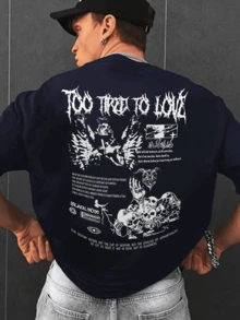 Too Love T-Shirt, Unisex Men's And Women's Blouse, 100% Cotton, Premium Top Streetwear, New Release, Immediate Shipping, Various Colors!! - 藏蓝色 - 查看 1