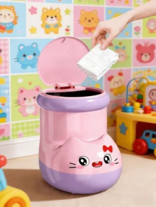 1个鞋形垃圾桶，厨房/卧室/浴室垃圾桶，可爱趣味设计，按压式开盖，内置垃圾袋收纳空间，适合日常使用 - 彩色 - 查看 10