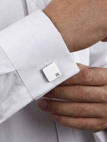 Custom Pair Of Name Cufflinks, Personalized Groomsman Cufflinks, Wedding Cufflinks, Stainless Steel Cufflinks, Birthday Anniversary Gift For Men - Multicolor 2 - View 3