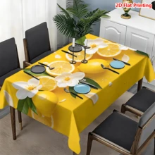 1/20件装柠檬花卉图案黄色涤纶桌布，梭织，适用于野餐、露营、婚礼、生日、自助餐厅和春季家居装饰 - 彩色 - 查看 11