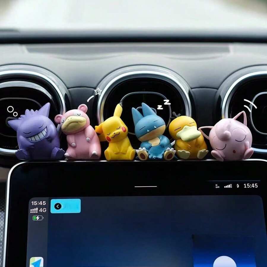 pokemon 6件套宝可梦瞌睡系列盲盒手办，可爱皮卡丘和毛绒玩偶，汽车/家居/办公室装饰，收藏级盲盒手办，节日礼物（包装随机） - 彩色 - 查看 1