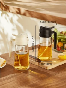 1pc White Plastic Oil Sprayer Bottle With Precise Measurement Scale, Refillable And Reusable Oil Mister, Suitable For Olive Oil And Various Liquids, Spray-Pour Dual Function - Multicolor - View 3