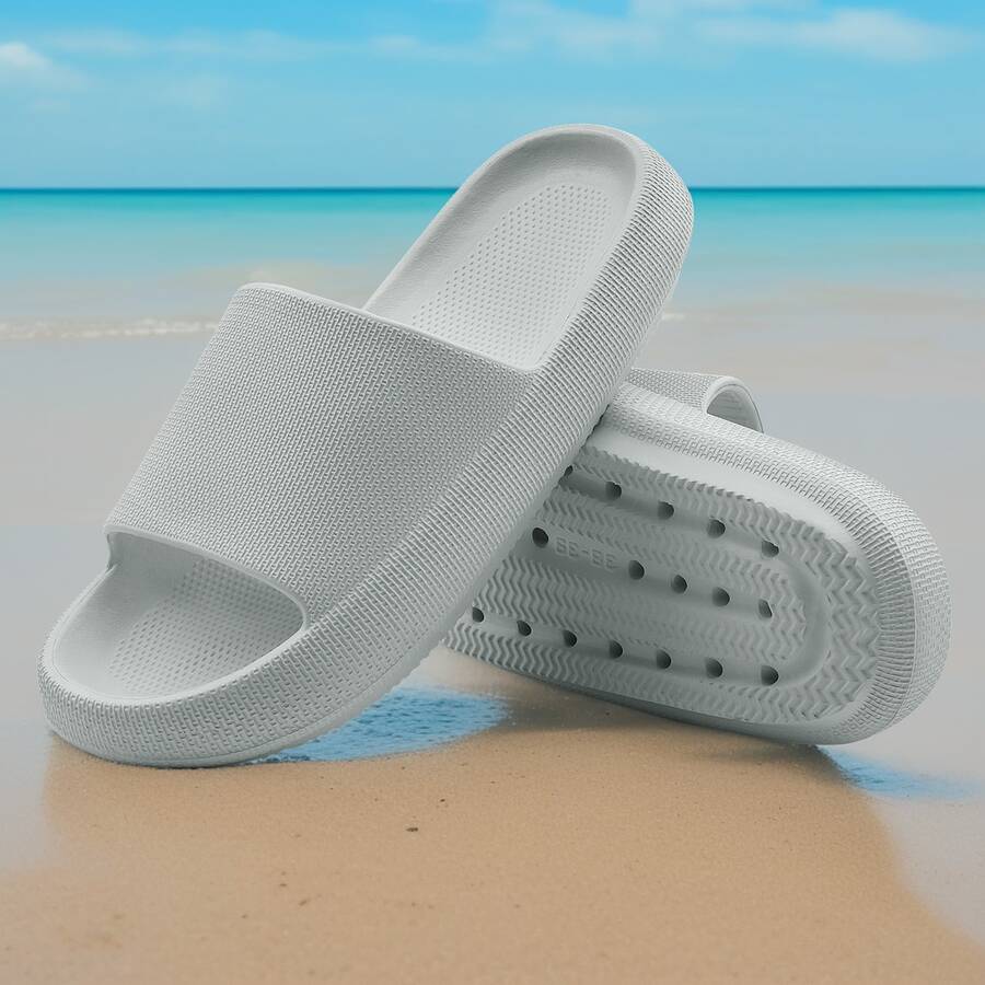 JENN ARDOR Unisex EVA Lightweight Non-Slip Breathable Shower Slippers Beach Indoor Home Bathroom Swimming Pool Shower Slippers Plastic Slippers - Light Grey - View 1