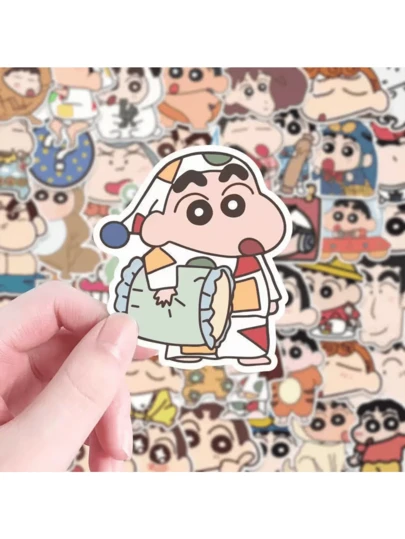 100pcs Cute Crayon Shinchan Stickers, Mini Cartoon Fun Stickers For DIY Notebook, Phone, Sticker Collection, Super Interesting!
