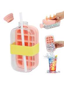 1 bouteille à glaçons, moule à glaçons 2-en-1 de 800 ml à pression sans contact avec 18 grilles, fabricant de glaçons, bac à glaçons en silicone facile à presser, convient pour le congélateur - Multicolore - Voir 11