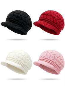 1/Multiple Pcs Women's Korean Style Casual Knit Hat, Beanie, Suitable For Autumn/Winter Daily Use - Style E - View 23