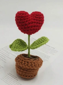 1PC Red Knitted Mini Potted Plant Decoration – Handmade Yarn Artificial Heart Flower Car Dashboard Ornament Finished Product, Bestselling Must-Have Cute Valentine's Day Gift Home Desktop Decor Car Interior Decor Office Desk Accent, Ideal For Romantic Valentine's Day Gifting Home Decor Car Dashboard Display Office Decor, Top-Rated Yarn Ornament Ideal Gift For Friends Colleagues Loved Ones - Đỏ - Xem 7