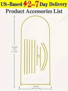 Gold Metal Arch Backdrop Stand (7.2FT/6.6FT/6FT), Heavy Duty Stable Balloon Arch Frame, Easy Assembly Wedding Arch Stand For Ceremony, Birthday Party, Baby Shower, Bridal Shower, Anniversary & Event Decorations - 彩色 - 查看 15