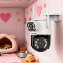 RecorGood 1pc Dual-Lens Indoor Security Camera | Full-Color Night Vision, Two-Way Audio, AI Detection, 2.4GHz WiFi (Package: Camera, Power Cord, Mounting Bracket, Screw Set, User Manual) - Black and White - View 5