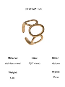 3pcs/Set Minimalist High-End Chic Geometric Star Shaped Adjustable Open Ring, Stainless Steel Gold Plated, Suitable For Women Daily, Party, Date Wear